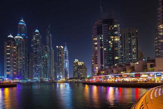 United Arab Emirates, Dubai, Dubai Marina at night