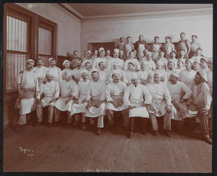 Group Portrait Of Staff Of Cooks At The Cafe Savarin In The Old Equitable Building At 120 Broadway.