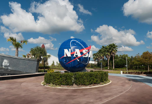The NASA logo at the Kennedy Space Center.