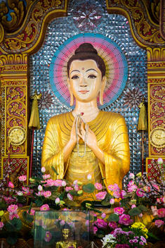 Buddha statue in Dhammikarama Burmese temple, George Town, Penang, Malaysia
