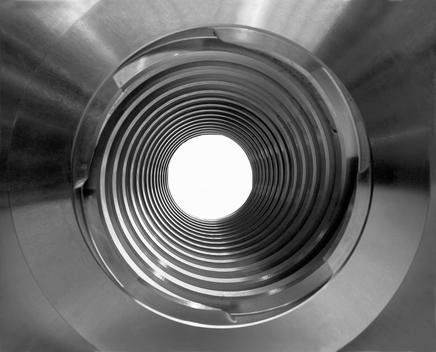 Inside view of a screw press bronze nut.