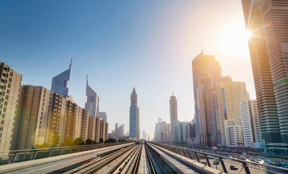 Downtown Dubai Metro rails, United Arab Emirates