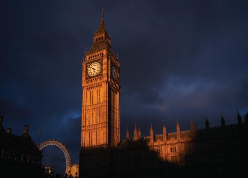 The Elizabeth Tower (often known as Big Ben) at the Palace of Westminster, London, UK