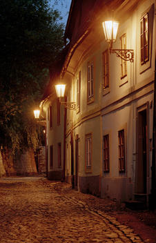 Streets at night in Prague, Czech Republic