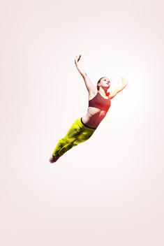 Trampolinist Doing Gymnastics Poses In Air