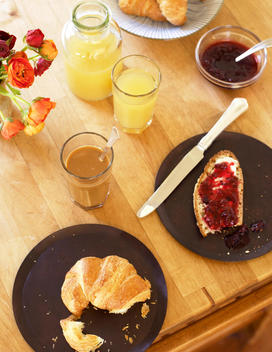 Morning Breakfast Croissant Coffee Jam And Juice