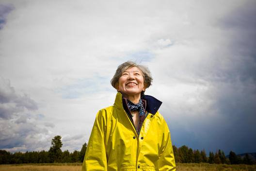 Senior Japanese woman in remote area
