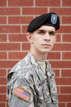 Portrait Of Us Army Soldier In Bdus.