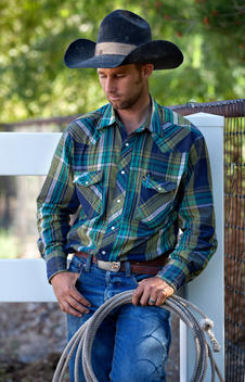 portrait of cowboy with lasso