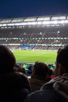 Fans and supporters at Stamford Bridge watching Chelsea play Stoke City in the FA Cup