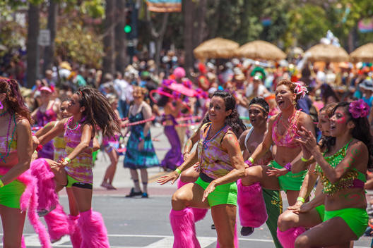 Summer Solstice Parade - In 1974 artist Michael Gonzales celebrated his birthday and the Summer Solstice with a parade of a few of his friends along State Street. The Solstice Parade is now the largest single-day arts event in Santa Barbara, drawing more 