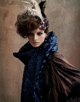 Portrait Of Attractive Woman Wearing Extravagant Vintage Clothing
