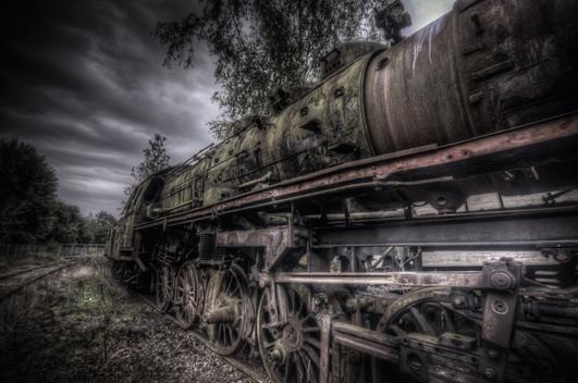 Old steam train grave yard, in East Germany