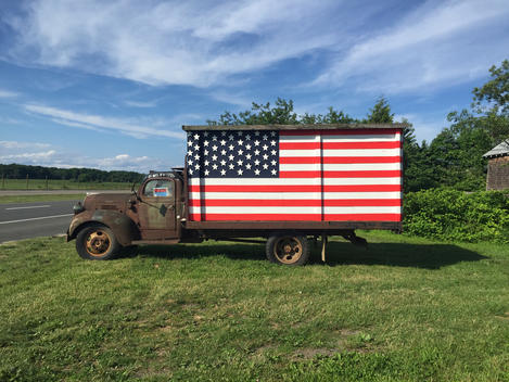 Flag Truck Parked on the Side of the Road in Eastern LI
