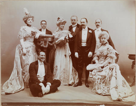 Group Portrait Of James Hazen Hyde, Sydney Smith, Mrs. Fish, Mrs. Smith, Philip Clark, Mrs. Burden, Stanford White, James Henry Smith, And J. Norman De R. Whitehouse At The James Hazen Hyde Ball On January 31, 1905 At Sherry\'S.