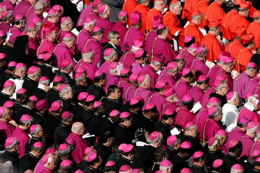 Priests and cardinals at the 25th Anniversary of Pope\'s election. St. Peter\'s Square, Vatican City.