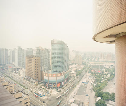 View of hazy city