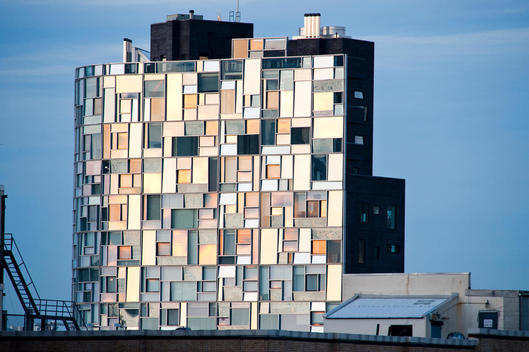 View At Dusk Of A Modern Residential Building In The Meatpacking District. New York, New York.