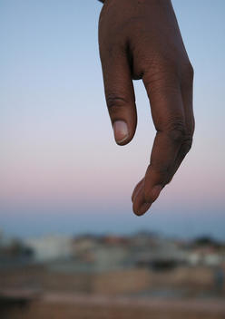 Close-Up Of Hand Of African-American Appearance, Sunset