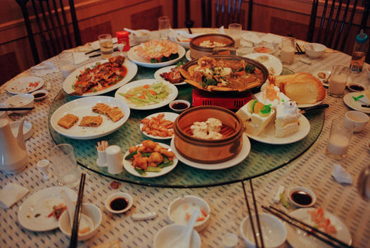 A Banquet Table At A Restaurant At The End Of A Meal In China.