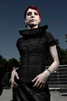 a lady in a gothic outfit during the Wave Gotik Treffen