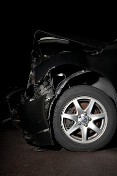 Detail Of A Crashed Car At Night At A Crash Test Center