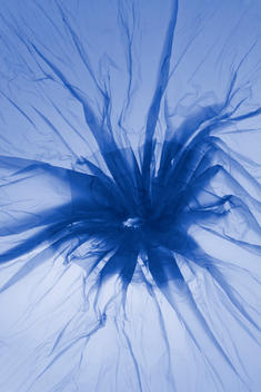 Blue Creased Transparent Material, Studio Shot
