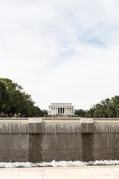 A view of The Lincoln Memorial, seen from the National World War II Memorial, Washington, D.C.