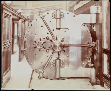 A Safe Deposit Vault With Round Door Opened At Wyoming Valley Trust Co. Of Wilkes-Barre Pa.
