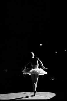 A Female Ballerina Performs On Stage In The Kiev Ballet Theatre Seen From Backstage.