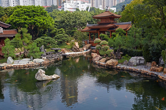 Water Garden in the \'Nan Lian Garden of absolute Perfection\' in the Chinese classical Garden in Diamond Hill, Kowloon, Hong Kong