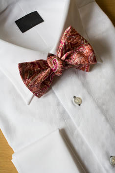 Detail Of Man\'S Dress Shirt With Bowtie