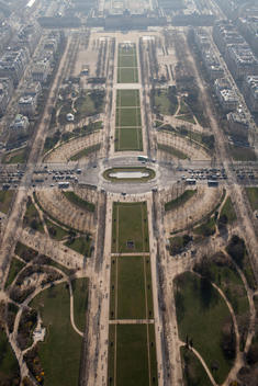 Aerial View Of Parc Du Champ-De-Mars From Top Of Eiffel Tower