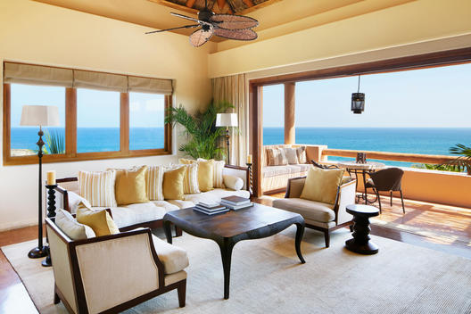 Luxury living room with ocean view