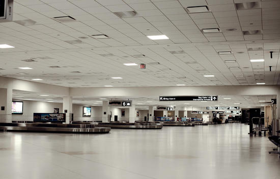 Deserted baggage hall, airport terminal