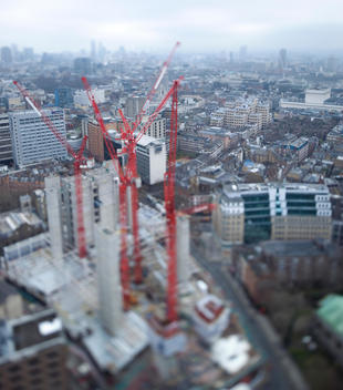 Construction Cranes In Model Village, London