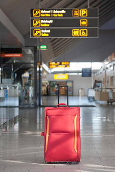 Luggage Sitting Alone in an Airport Terminal