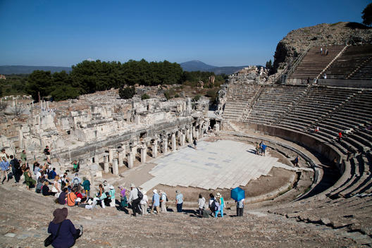The Great Theatre is located on the slope of Panayir Hill. It was first constructed in the Hellenistic Period