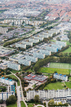 Aerial view of residential district