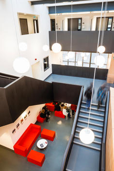 Modern interior at the School of Arts, Kent University designed by Hawkins\Brown Architects, Canterbury, UK.