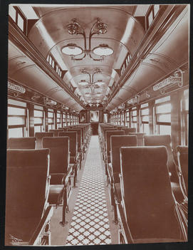Drawing Of The Interior Of An Empty Pullman Passenger Car.