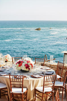 Wedding tables overlooking ocean