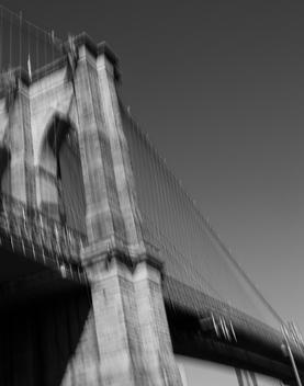 Blurry photo of Brooklyn Bridge