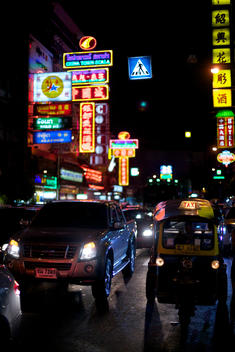 Night time traffic in China Town, Bangkok
