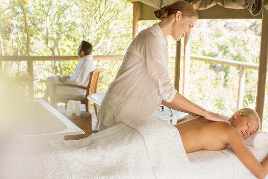 Woman having massage in spa