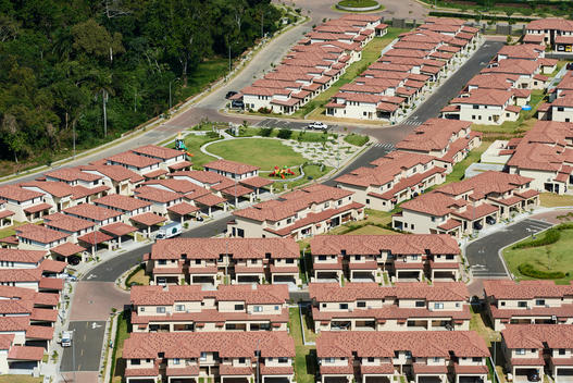 Panama Pacifico housing under construction. Panama Pacifico is a new development alongside the Panama Canal that sits upon the former Howard Air Force base.