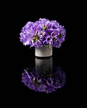 Bouquet of Purple Freesia in a Glittering Vase