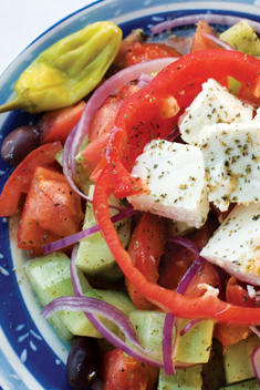 Greek Country Salad Topped With Feta Cheese
