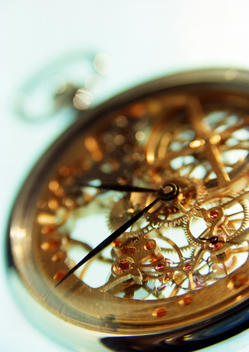 Clockwork of pocket watch, close-up
