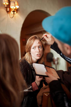 Model Raquel Zimmerman In Makeup Before A Shoot.
